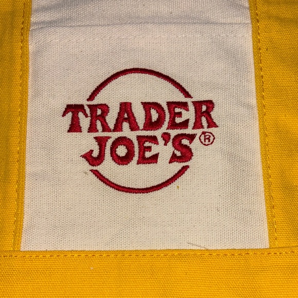 Trader Joe's Yellow and White Canvas Tote Bag - Picture 4 of 7